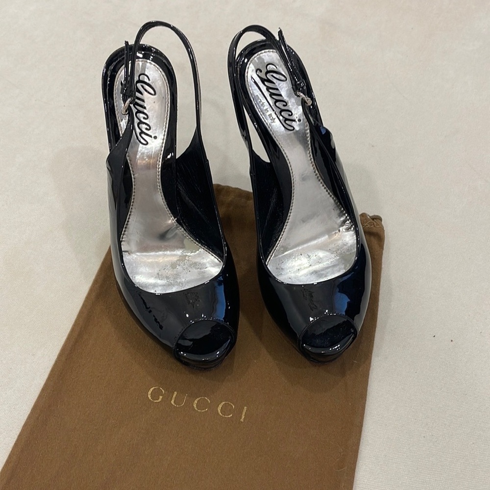 Black Patent Gucci High Heels. Size 36 1/2